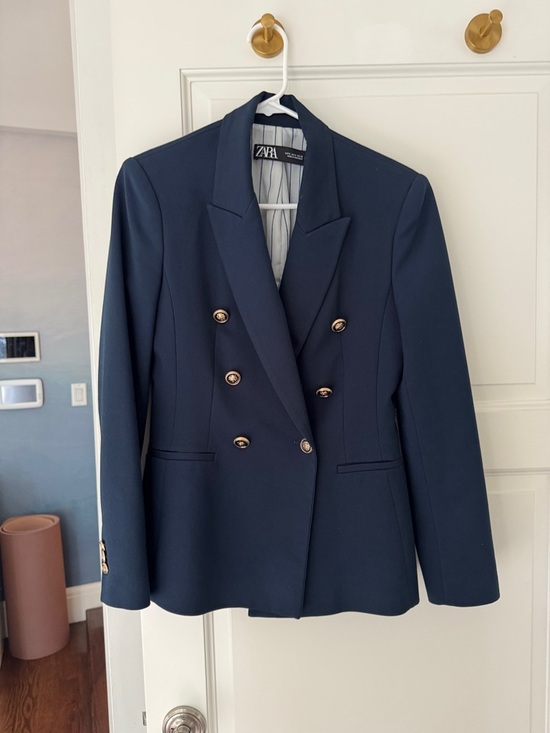 Zara Jackets & Blazers - Zara Navy Double-Breasted Blazer with Gold Buttons